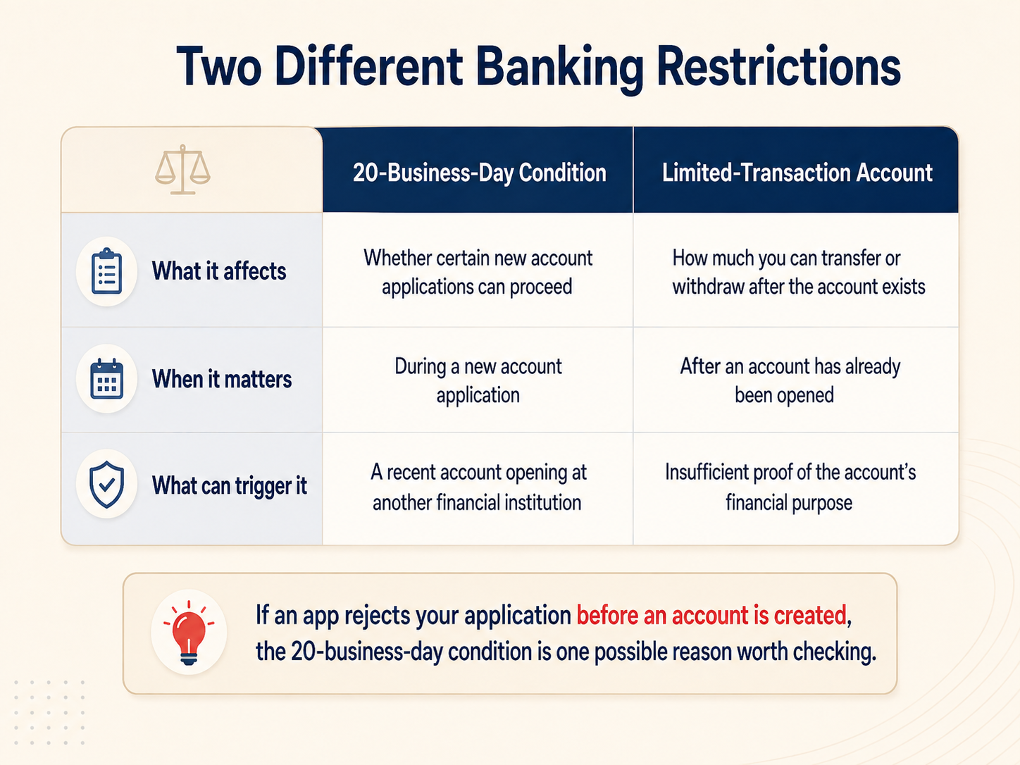 Korea 20 business day bank account rule compared with a limited-transaction account