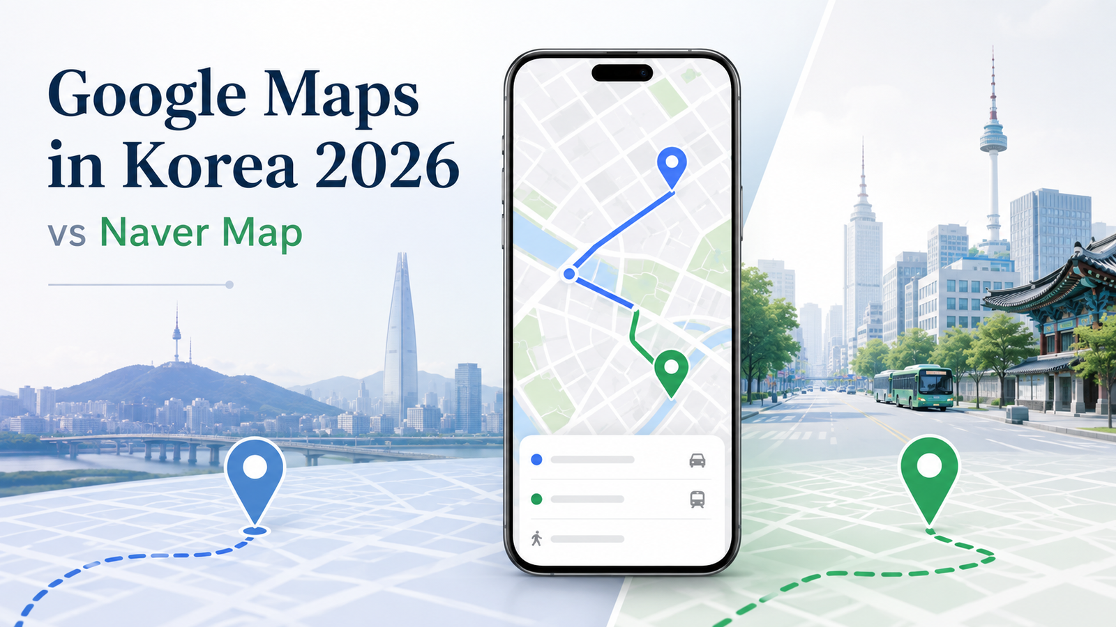 Google Maps Korea vs Naver Map