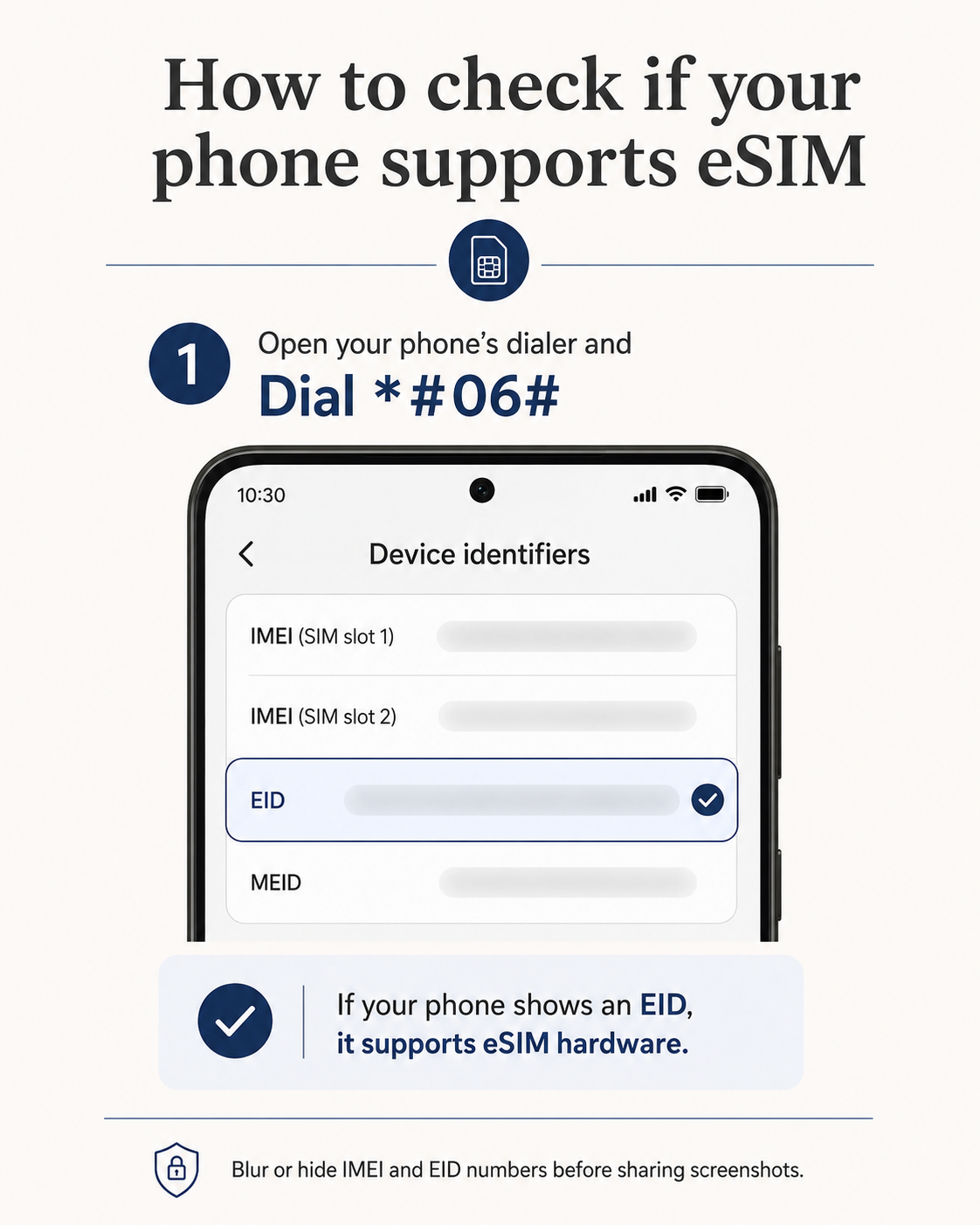 How to check if your phone supports eSIM by dialing star hash zero six hash
