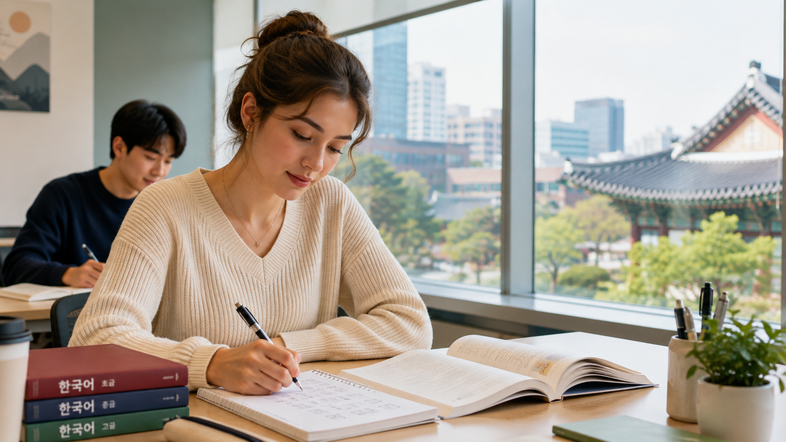 Student studying at a Korean language school in Korea