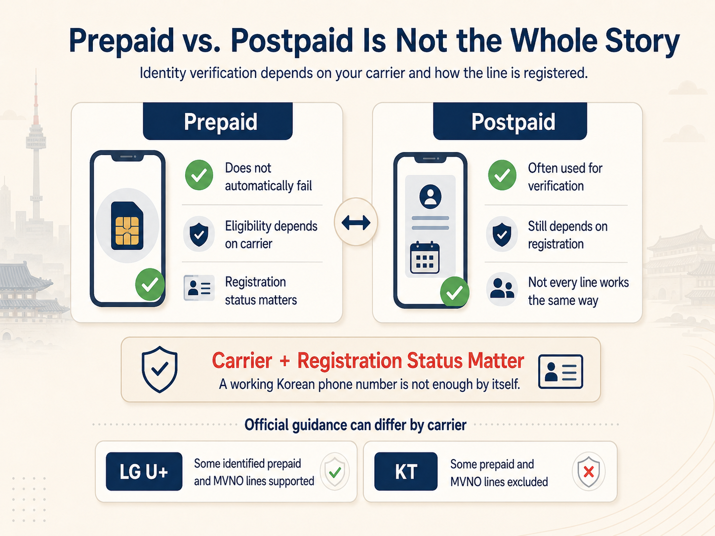 Prepaid vs postpaid phone plans for identity verification in Korea