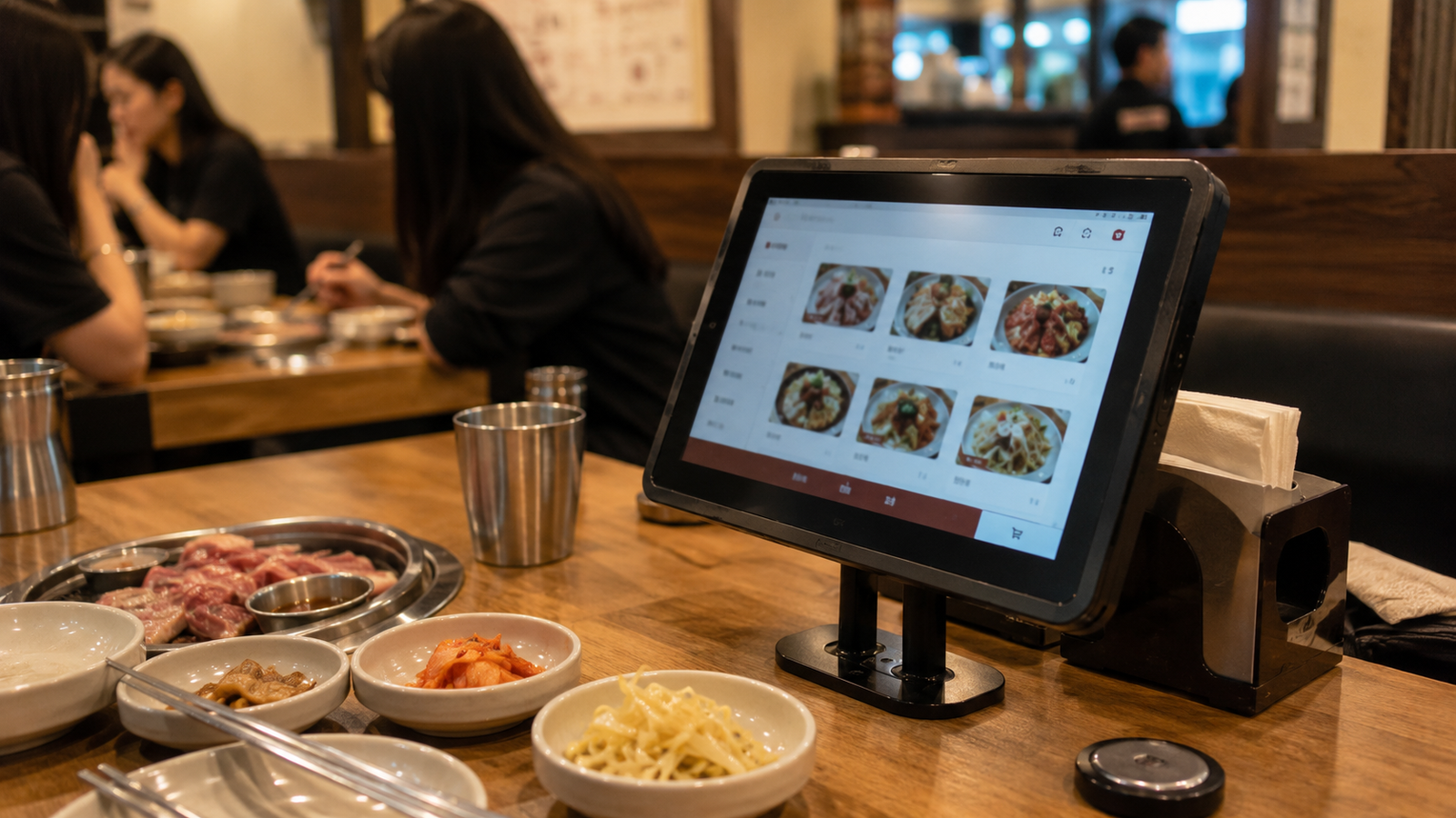 Table-order tablet at a Korean barbecue restaurant in South Korea