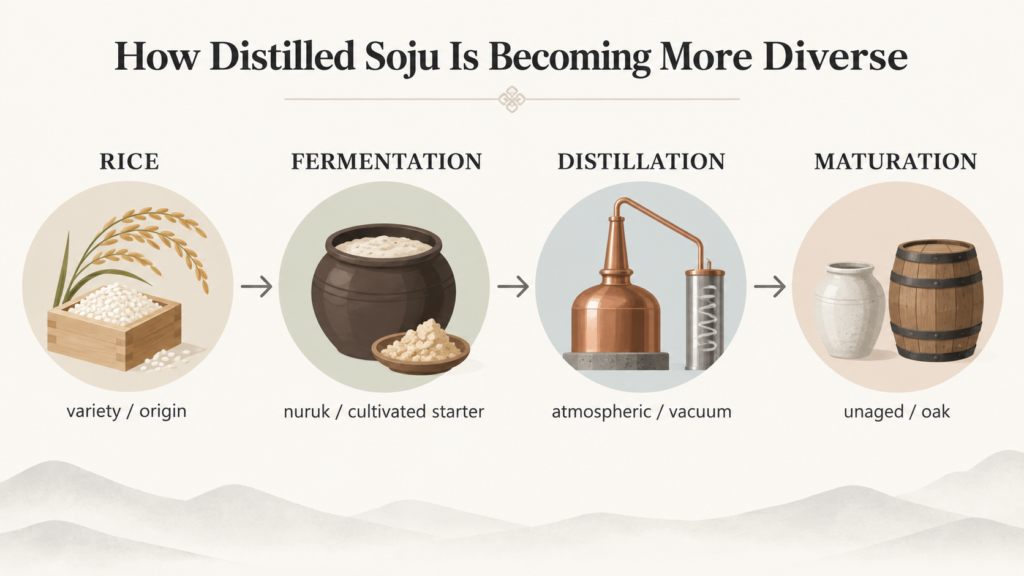 How production choices create different styles of Korean distilled soju