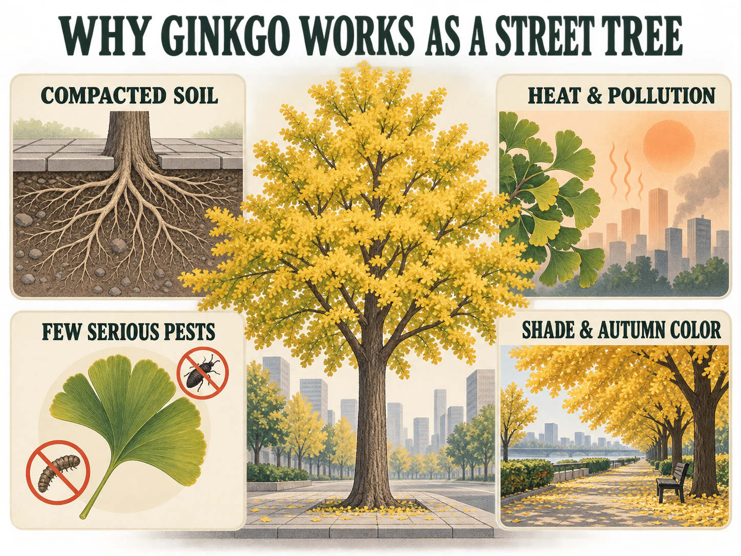 Why ginkgo trees are well suited to demanding urban streets